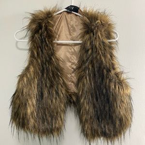 Faux fur vest - brown/tan - medium- forever 21